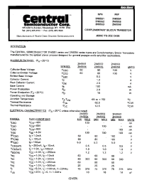 Datasheet 2N6552 manufacturer Central